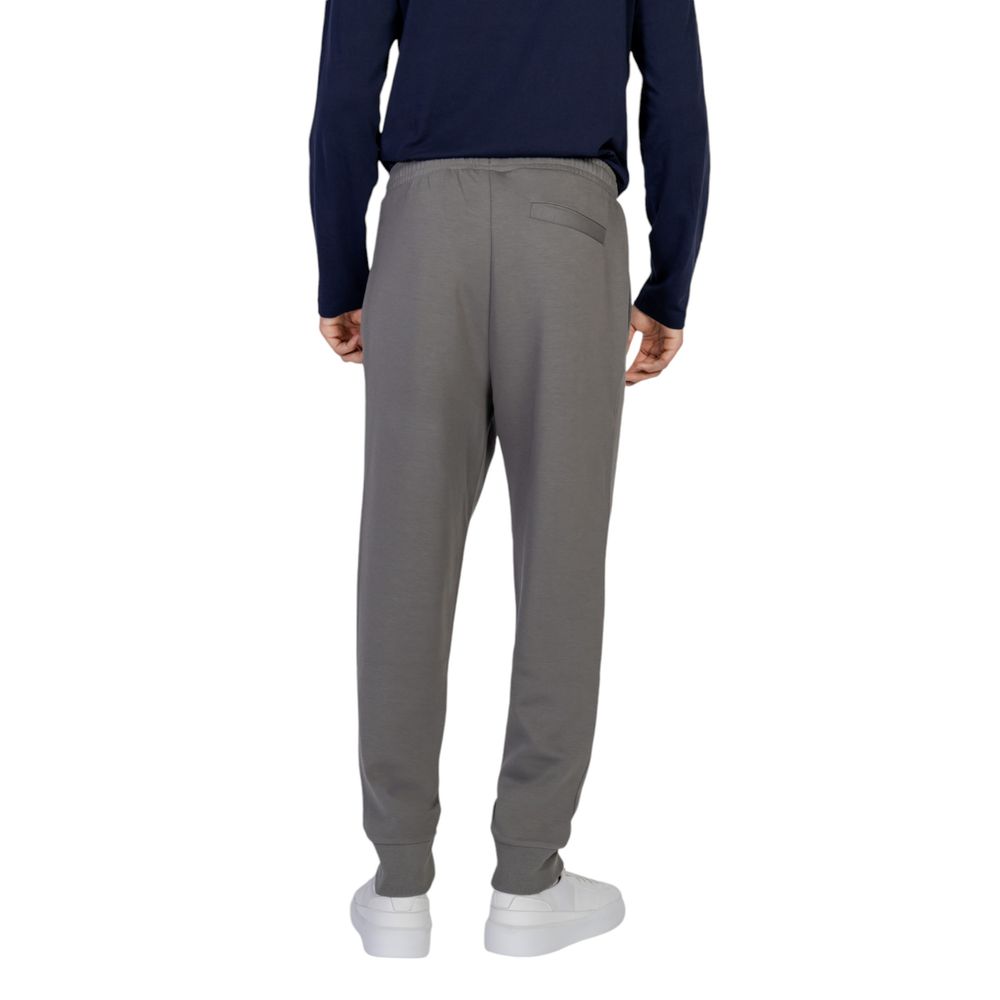 Back view of Hugo Boss Gray Cotton Joggers (Workout Pants) with ribbed cuffs and elastic waistband
