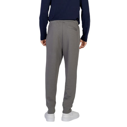 Back view of Hugo Boss Gray Cotton Joggers (Workout Pants) with ribbed cuffs and elastic waistband