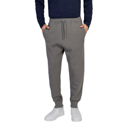 Hugo Boss Gray Cotton Joggers (Workout Pants) with elastic waistband and ribbed cuffs for comfort