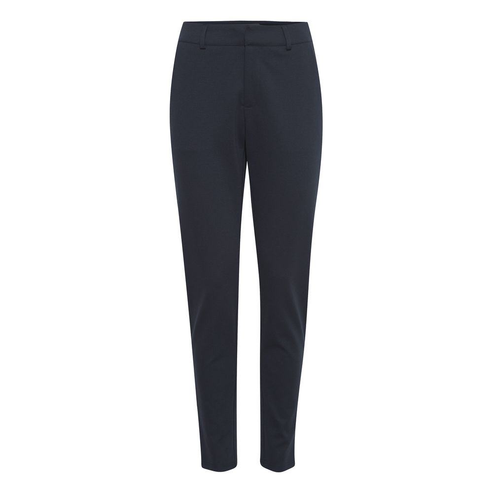 ICHI Blue Recycled Polyester Dress Pants with cigarette cut for elegant office or formal wear.