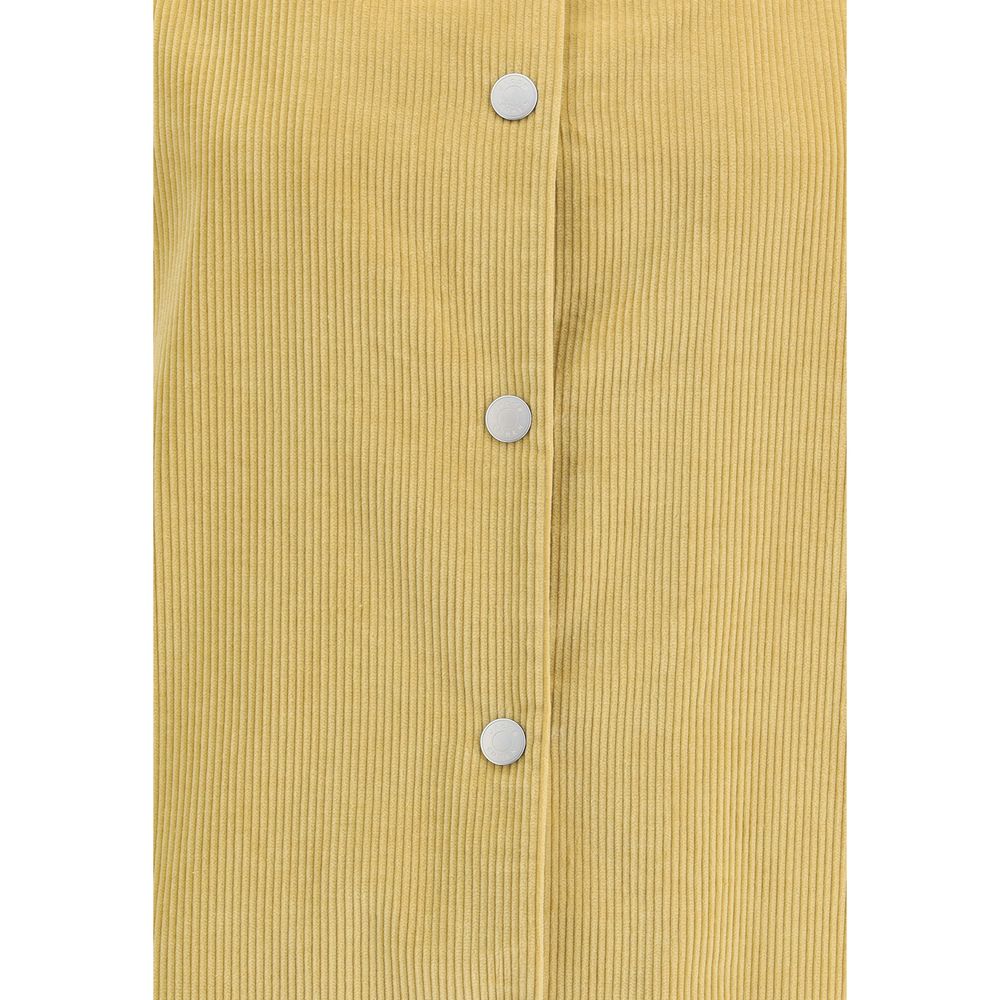 Close-up of Jacob Cohen Yellow Cotton Denim Jacket showcasing matte nickel snap buttons.