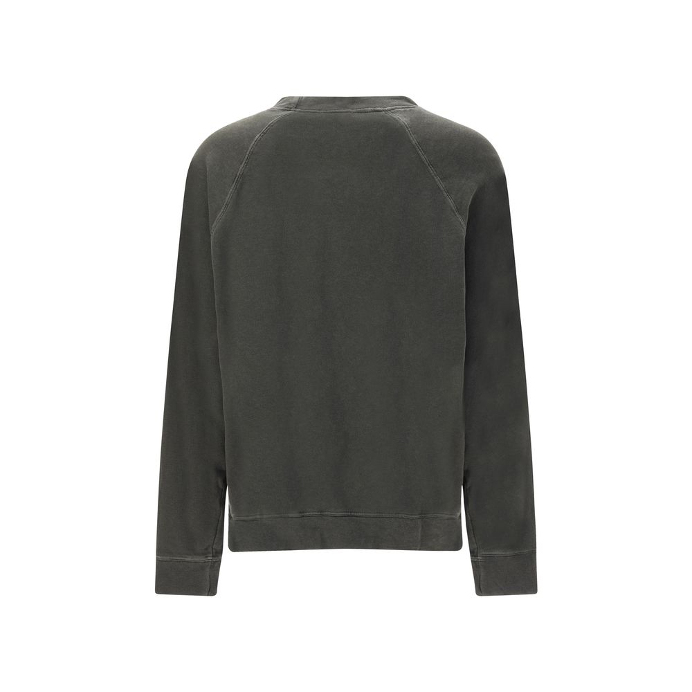 Back view of James Perse Gray Cotton Sweatshirt showcasing raglan sleeves and ribbed cuffs.