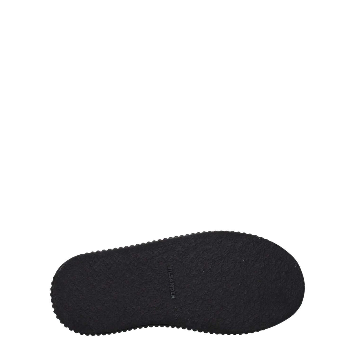 Sole of Jil Sander Black Fabric Chunky Sneakers showcasing a durable rubber material with a street-style design.