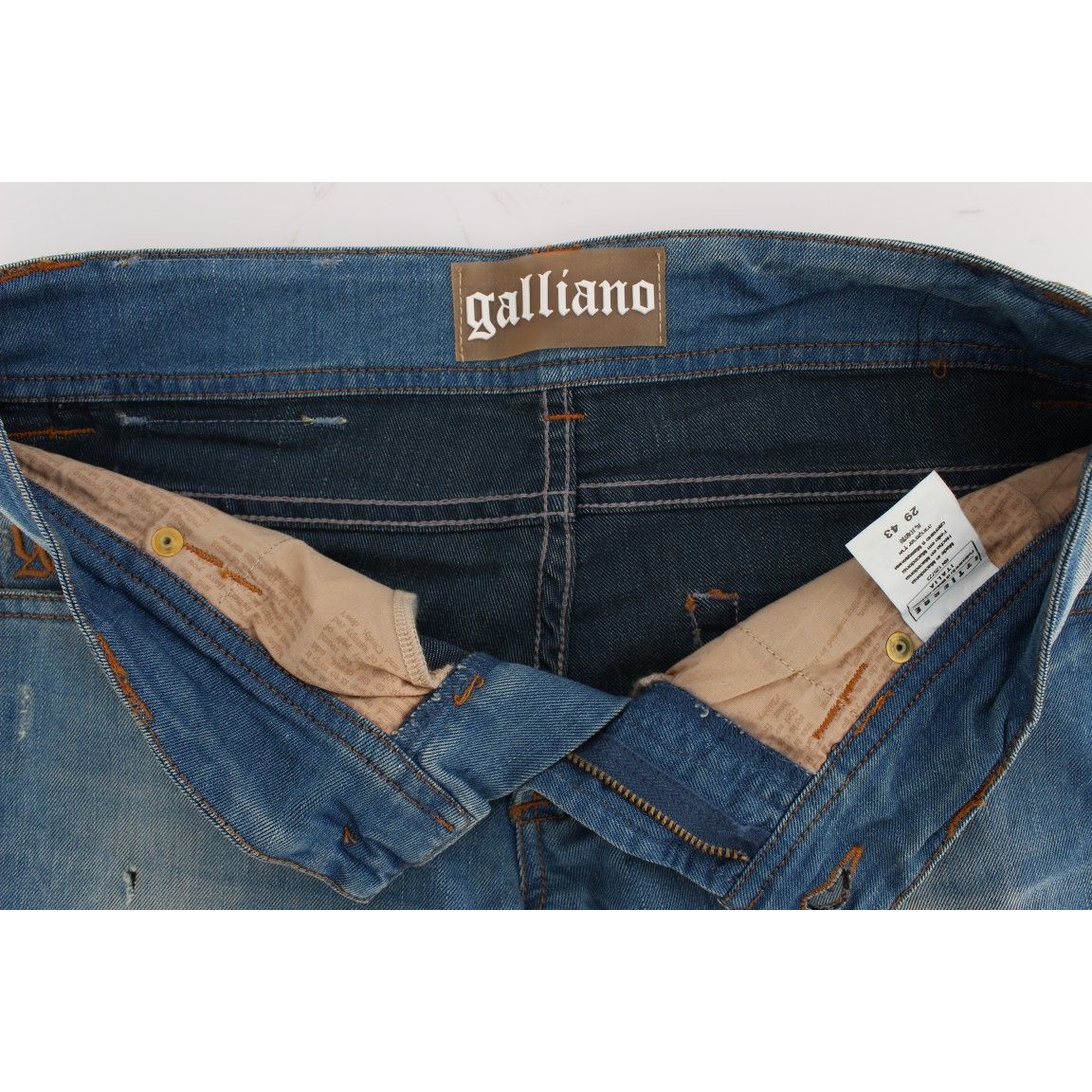 John Galliano Blue Wash Cotton Blend Slim Fit Jeans