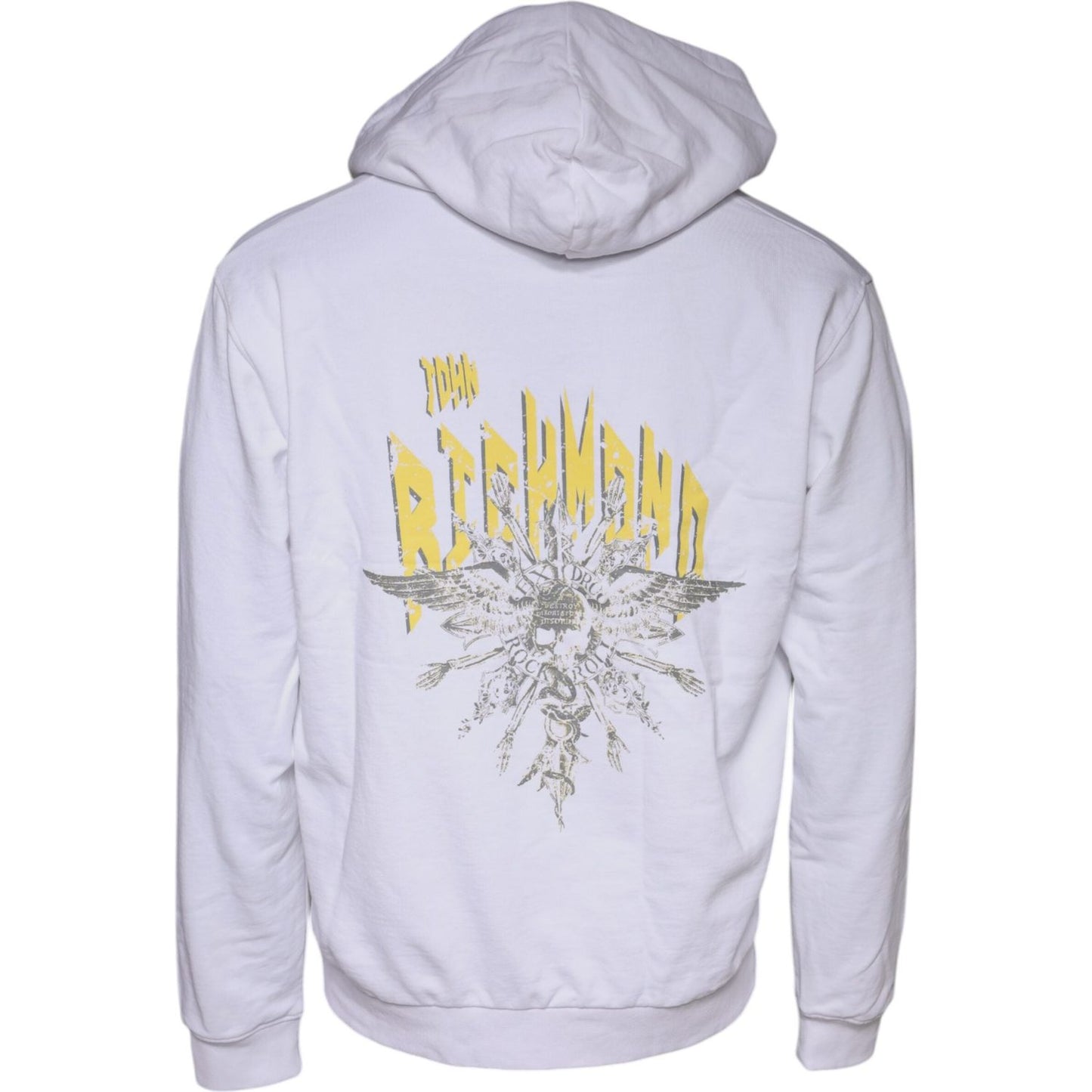 John Richmond White Logo Cotton Hooded Sweatshirt Sweater TSH87037-52
