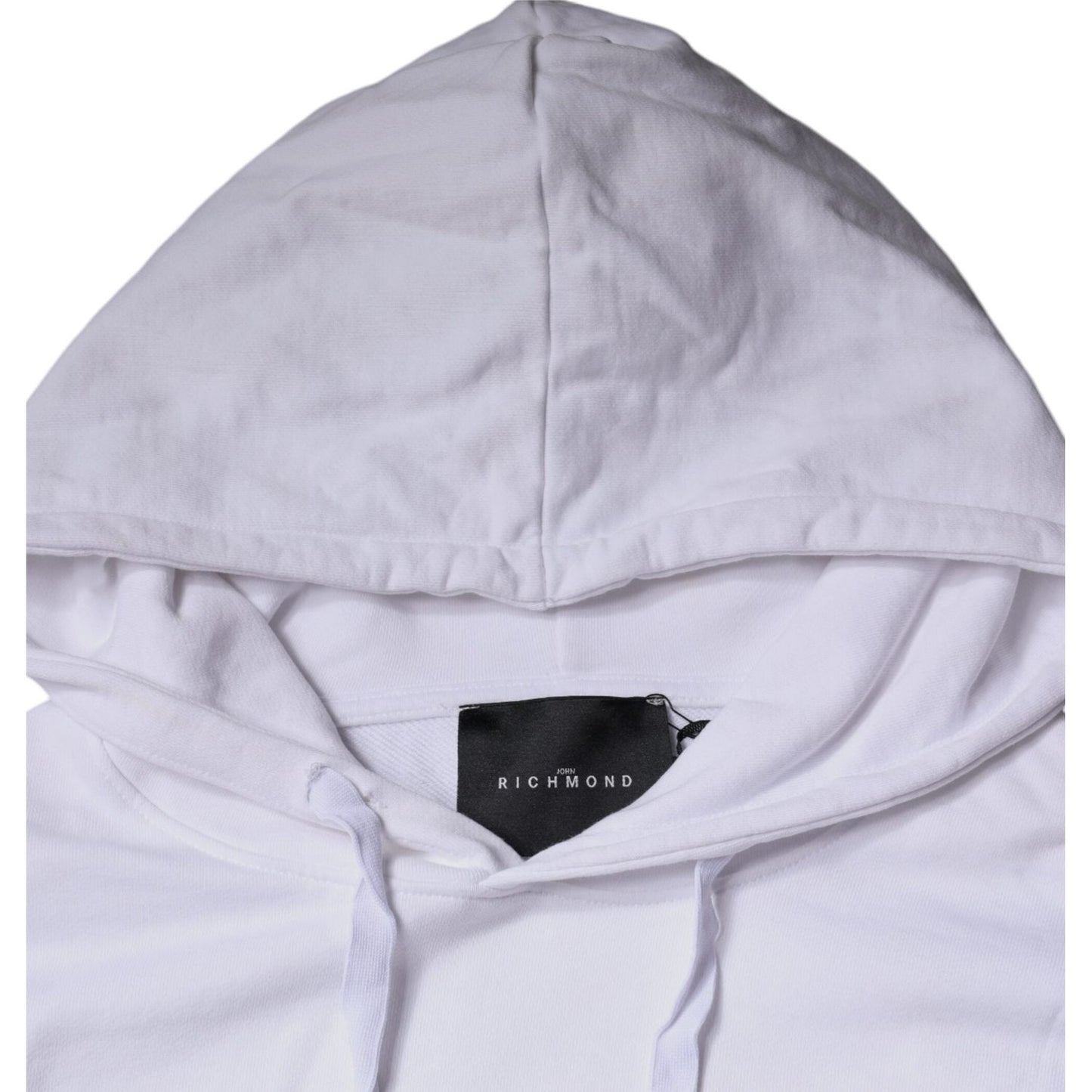 John Richmond White Logo Cotton Hooded Sweatshirt Sweater TSH87037-52