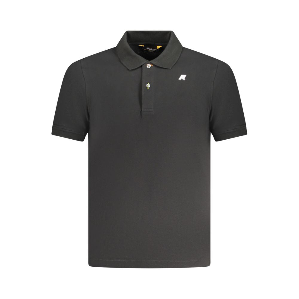 K-WAY Black Cotton Polo Shirt with short sleeves, two buttons, and logo application