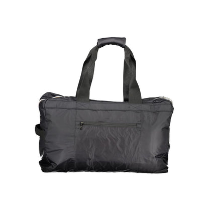 K-WAY Black Polyester Luggage And Travel bag with shoulder handles, multiple pockets, contrasting details, zip closure, and logo