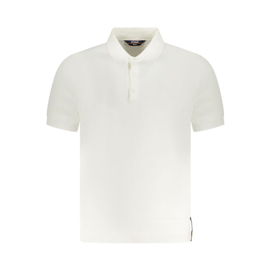 K-WAY White Cotton Sweater with short sleeves, three buttons, and logo