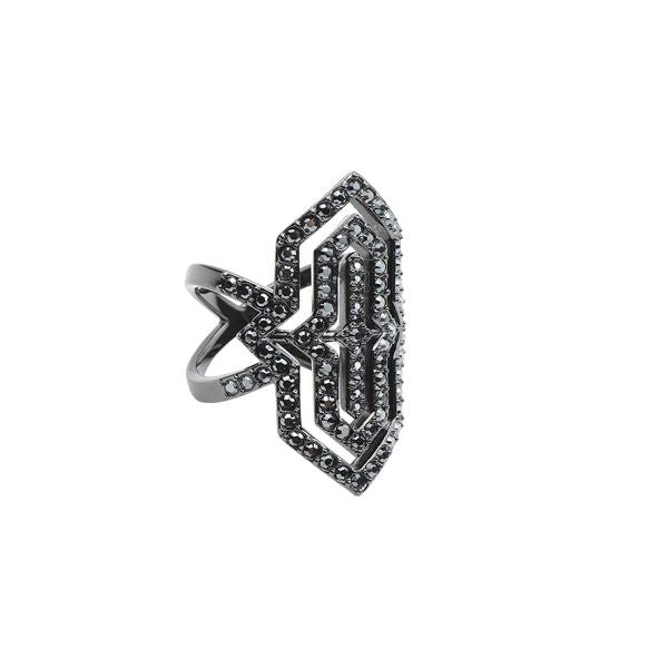 KARL LAGERFELD JEWELS JEWELRY Mod. 5448405 geometric black ring
