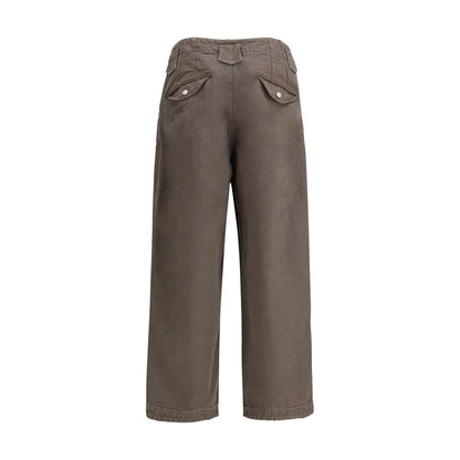 Back view of Kenzo Brown Cotton Casual Pants with double knee design and button pockets.