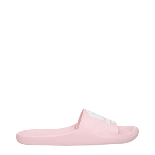 Kenzo Pink Cotton Slippers with rubber sole and front logo, open toe design, casual low heel shoes, MPN FE52MU110P5134.