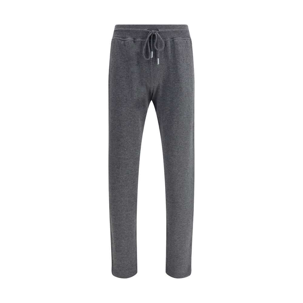 Kiton Gray Cashmere Casual Pants with drawstring and pockets, luxurious 100% Kashmir fabric, perfect for elegant leisure wear.