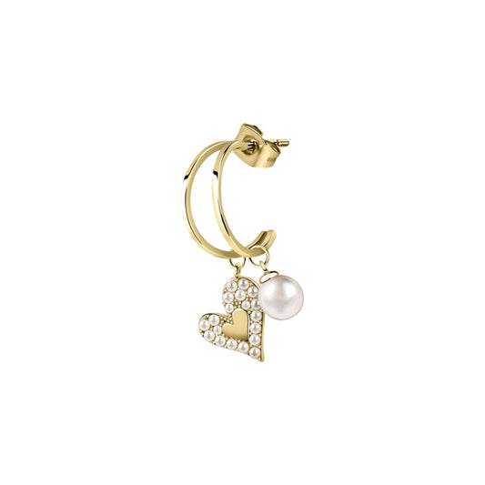 LA PETITE STORY JEWELRY Mod. LPS02AQM38 gold hoop earring with heart and pearl charm