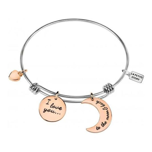 LA PETITE STORY JEWELRY Mod. LPS05APZ07 bracelet with heart, moon, and love message charms.