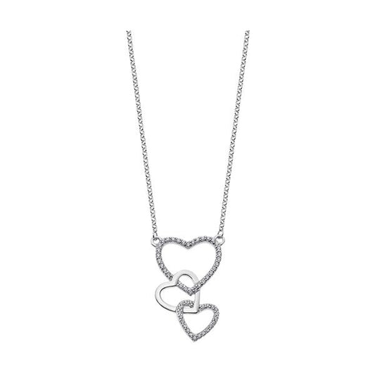 Elegant heart necklace from LOTUS JEWELS JEWELRY Mod. LP1817-1/1 featuring interlinked silver hearts on a delicate chain.