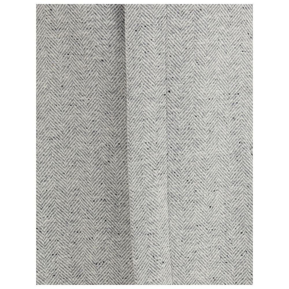Close-up of Lardini Gray Fleece Wool Coat with herringbone pattern, highlighting fabric texture and design details.
