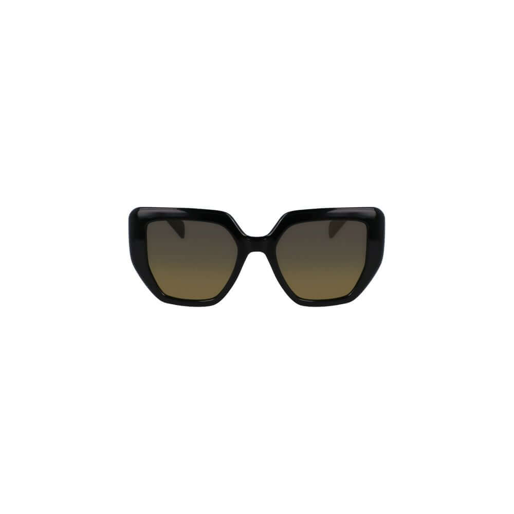 Liu Jo Black Bio Injected Women Sunglasses with square yellow-tinted lenses and eco-friendly black frame.