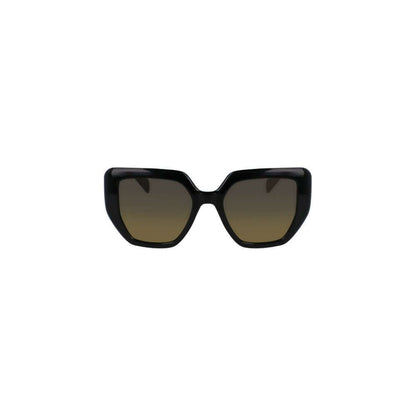 Liu Jo Black Bio Injected Women Sunglasses with square yellow-tinted lenses and eco-friendly black frame.