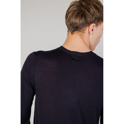 Back view of a man wearing a Liu Jo Blue Cotton Sweatshirt, showcasing the smooth cotton fabric and minimalist design.