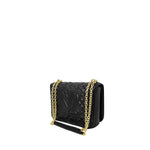Love Moschino Black Polyethylene Handbag, quilted design, golden chain for shoulder or crossbody wear, elegant and versatile accessory