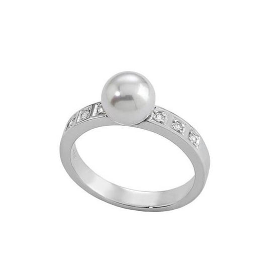 MAJORICA JEWELRY Mod. 12563.01.2.913.010.1 elegant pearl ring with diamond accents
