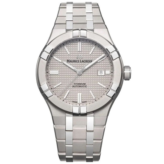 Luxury watch MAURICE LACROIX MOD. AI6008-TT032-230-1 with stainless steel case and bracelet, classic design.