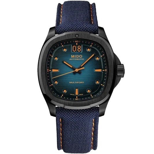 Blue and black MIDO MOD. M049-526-37-041-00 watch with fabric strap