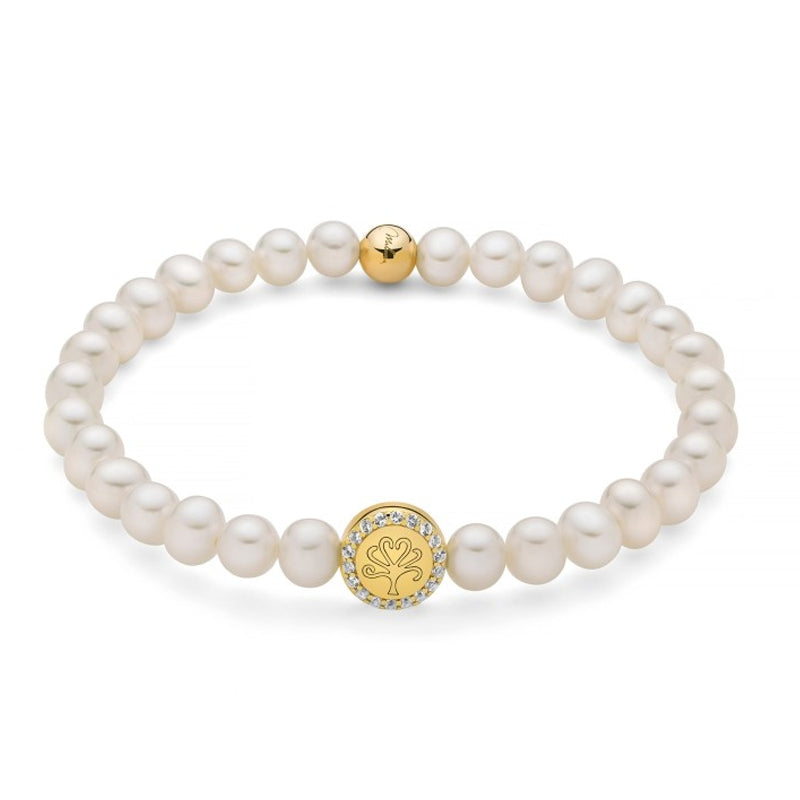 MILUNA Mod. PBR3504G-TPZ elegant pearl bracelet with gold accents, showcasing exquisite craftsmanship and timeless design.