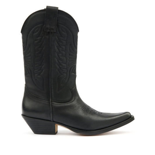 MM6 Maison Margiela Boots Black - black pointed toe leather boots with double pull-tab and 2-inch heel, Florence leather