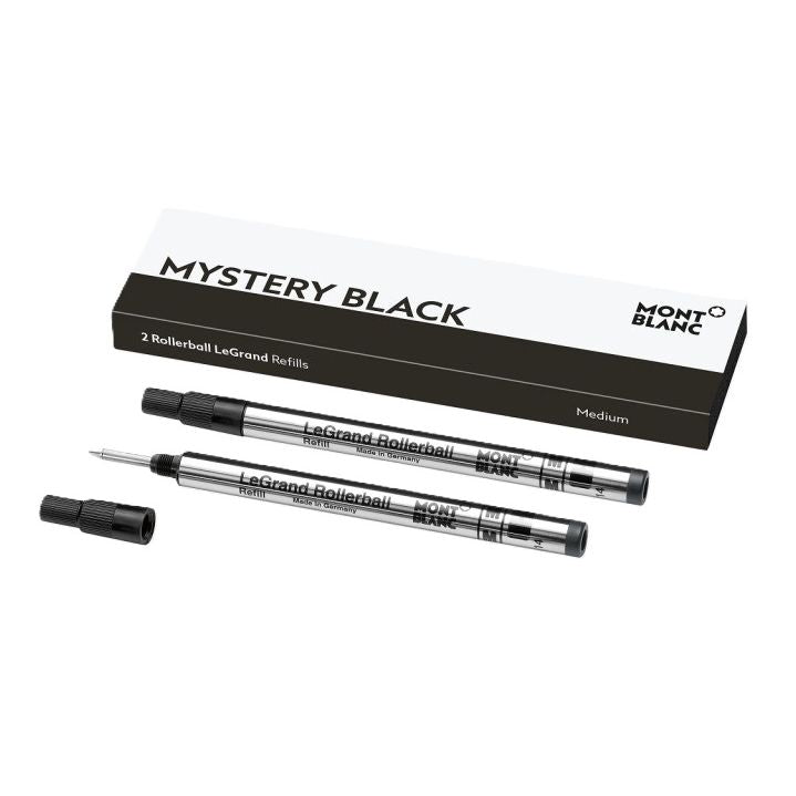 MONTBLANC FASHION ACCESSORIES Mod. 128225 refill packaging in official box, featuring Mystery Black rollerball refills.