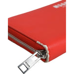MSGM Red Leather Continental Zip Around Card Holder Bifold Clutch Wallet MSGM Firebrick