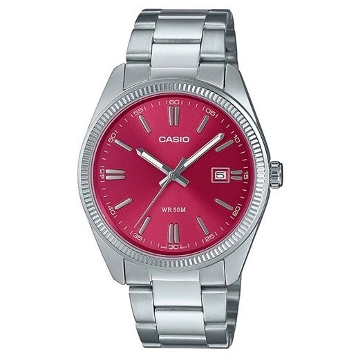 CASIO COLLECTION Mod. DATE - CHERRY RED wristwatch with stainless steel case, red dial, and quartz movement, water-resistant 5 ATM