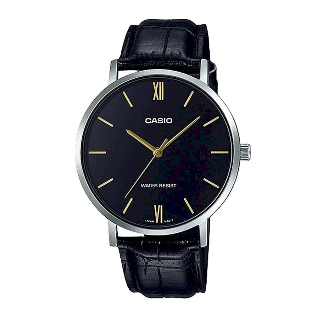 CASIO COLLECTION Mod. MINIMAL. LEATHER - BLACK