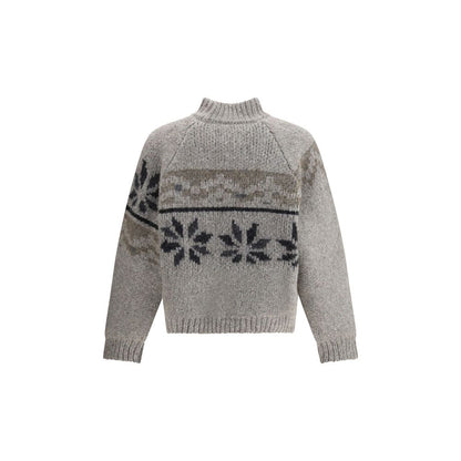 Magliano Gray Alpaca Vicugna Pacos Sweatshirt, Norwegian-inspired design, handcrafted, warm heavy wool, stylish crew neck sweater.