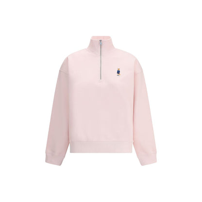 Maison Kitsuné Multicolor Cotton Sweatshirt with high neck, zip closure, and Dressed Fox patch detailing, showcasing a ribbed collar and cuffs.