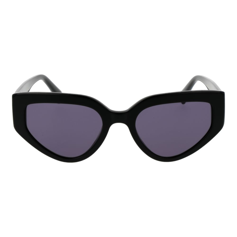 Maje Black Women Sunglass, black acetate frame, grey plastic lenses, full-rim cat eye style, UV protection.
