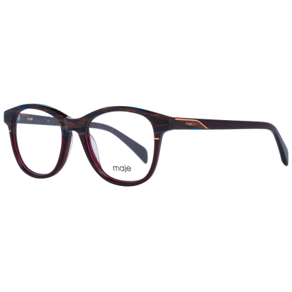 Maje Brown Acetate Glasses (Frames) in full-rim round style for women, featuring brown acetate frames and demo lenses. Size 48-18-140.