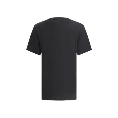 Back view of Marant Etoile Black Linen T-Shirt with ribbed crew neck and breathable fabric for comfort.