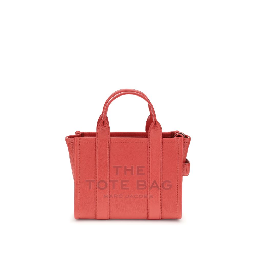 Marc Jacobs Red Calf Leather Bos Taurus Handbag with zippered closure and two stiff tubular handles.