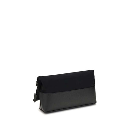 Margiela Black Cotton Shoulder Bag with adjustable leather strap and iconic details