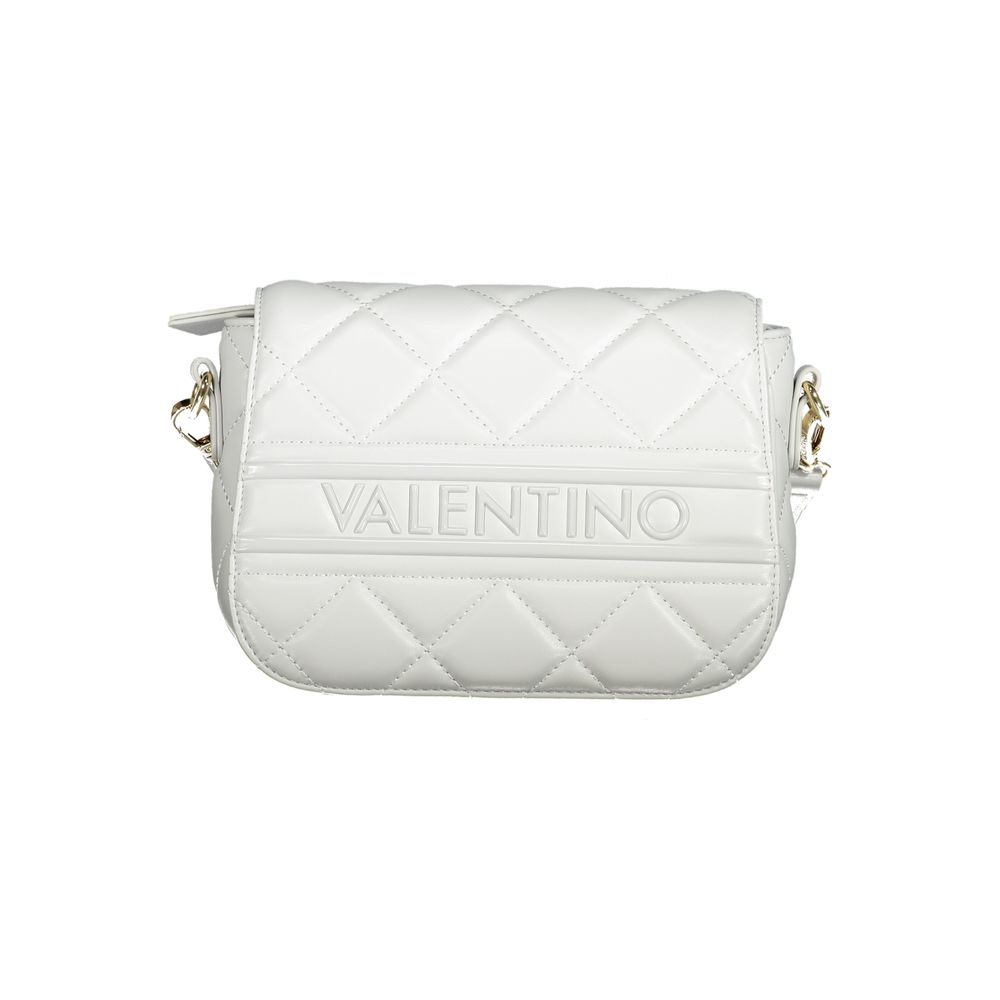Mario Valentino Gray Polyethylene Women Handbag with quilted design and Valentino logo, featuring adjustable shoulder strap.