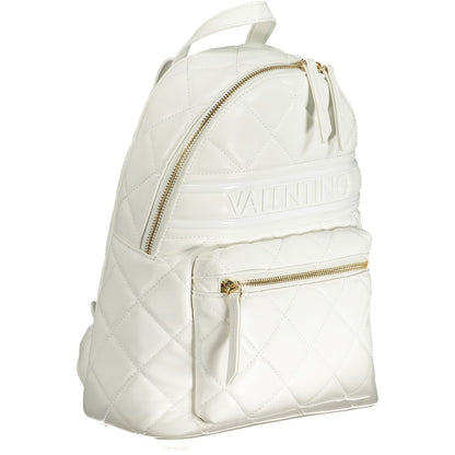 Mario Valentino White Polyethylene Backpack with 1 handle, adjustable straps, external pocket, zip closure, and contrasting details.