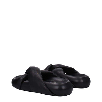 Marni Black Leather Slippers
