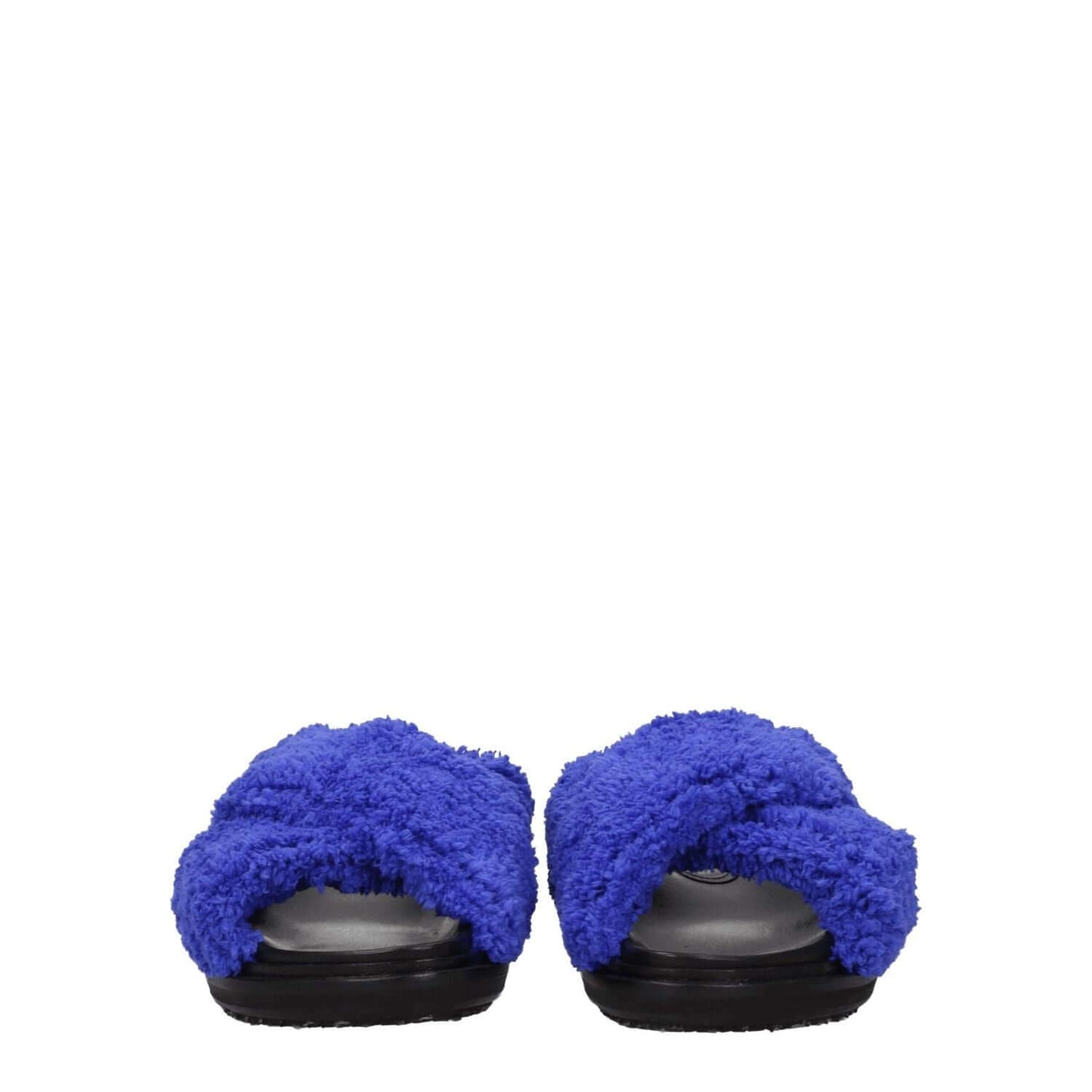 Marni Purple Fabric Slippers with side logo, open toe, low flat heel, casual style.