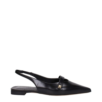 Max Mara Black Leather Ballet Flats
