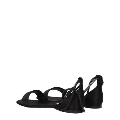 Max Mara Black Satin Flat Sandals