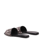 Max Mara Fridac Logo Slides featuring open toe design with branded insole, slip-on style, and leather sole, made in Italy.
