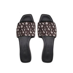 Max Mara Fridac Logo Slides for women, open toe slip-on, leather insole, polyamide composition, black branded sole, made in Italy