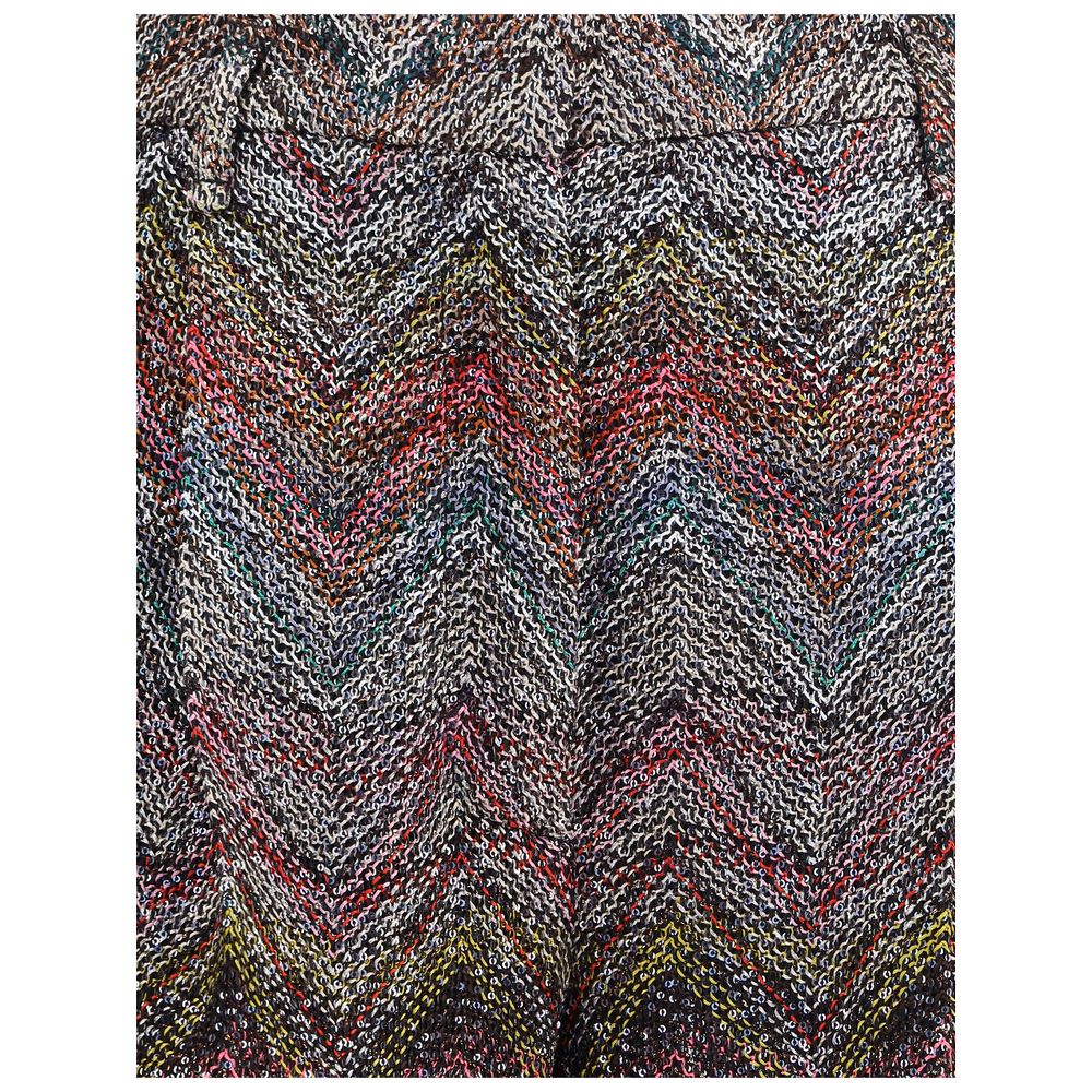 Missoni Multicolor Viscose Casual Pants with zigzag pattern and sequins